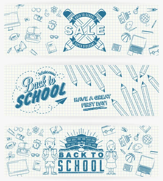 Zurück zur Schule kalligrafische Designs Etikettenset. Elemente im Retro-Stil. Vintage Ornamente. Verkauf, Räumung — Stockfoto