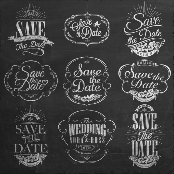 Salvar a data, Convite de casamento Vintage Typographic Design Elements On Chalkboard — Fotografia de Stock