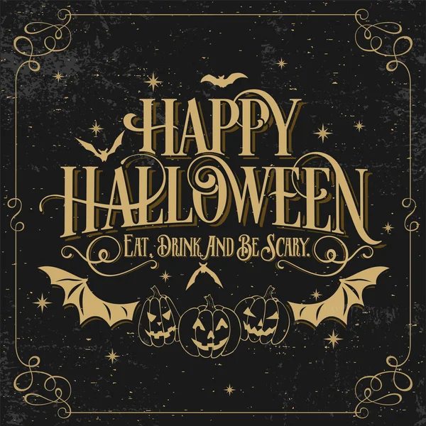 Cadılar Bayramın kutlu olsun Vintage tipografik arka plan kara tahta üzerinde Pumpkins ile