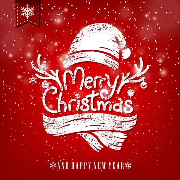 Christmas Greeting Card With Chalk. Merry Christmas lettering illustration — Stockfoto