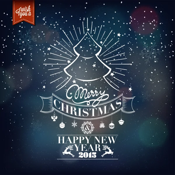 С Новым годом и Рождеством Христовым, винтажный типографический фон — стоковое фото