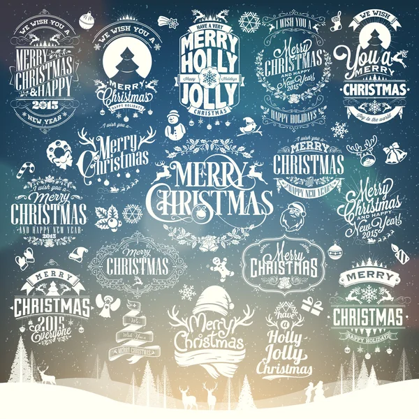 Hand getrokken Kerstmis en Nieuwjaar decoratie Set van kalligrafische en typografische ontwerp met Labels, symbolen en pictogrammen elementen — Stockfoto