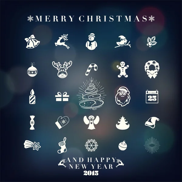Decoración de Navidad y Año Nuevo con Símbolos e Iconos Elementos — Vector de stock