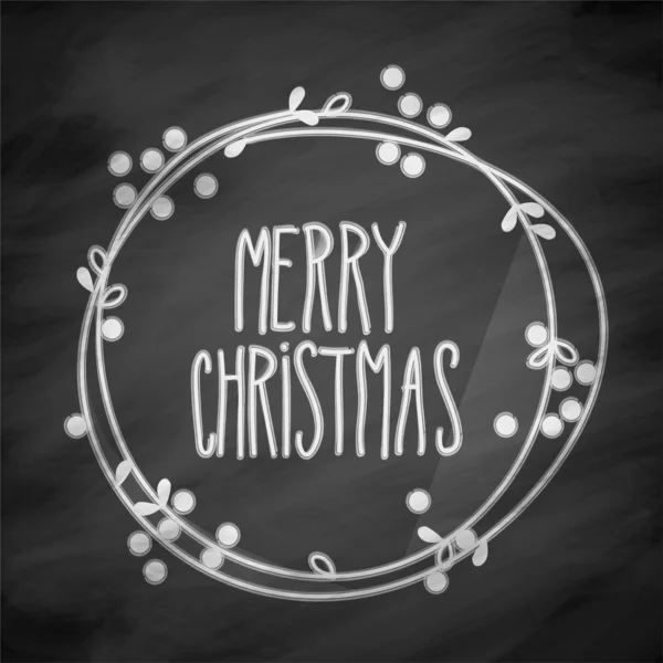 Feliz Natal Doodle Festive grinalda em Chalkboard — Fotografia de Stock