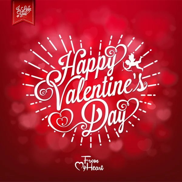 Elegante Valentinstag-Karte auf rotem Hintergrund — Stockfoto