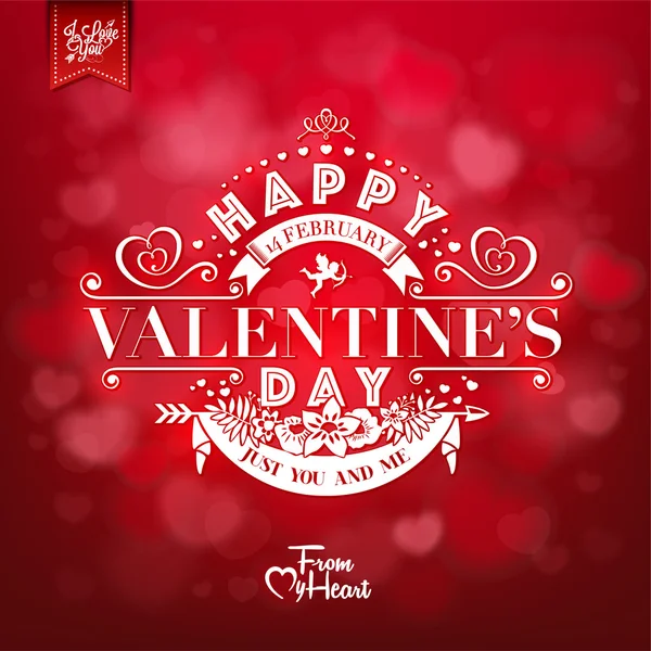 Elegant Valentines Day Card On Red Background — Stock Photo, Image
