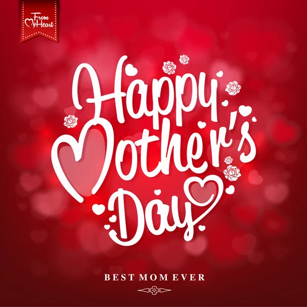 Šťastné matky den typografické Design karta s červeným pozadím — Stock fotografie