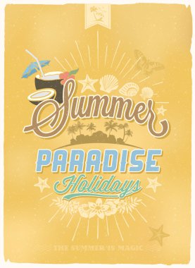 Retro yaz Paradise tatil Poster