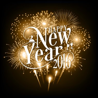 Noel ve yılbaşı tebrik kartı ile havai fişek