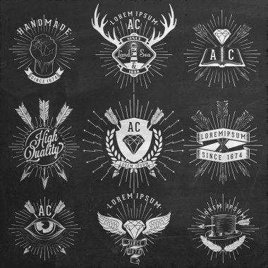 vintage elle çizilmiş tasarım öğeleri