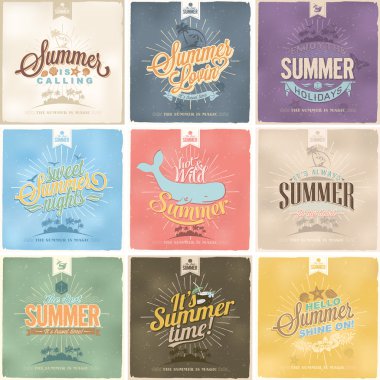 Deniz kenarındaki güzel Vintage görünümü Poster Seti