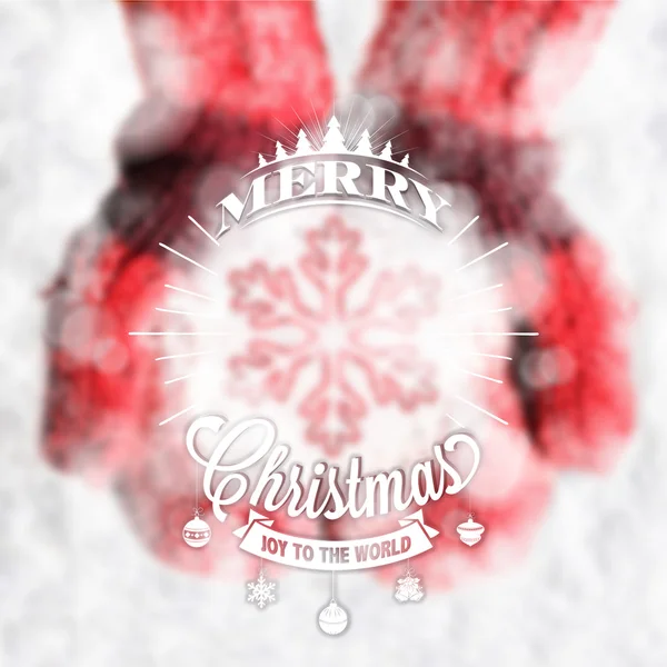 Typografiska Vintage jul bakgrund med snöflinga — Stock vektor