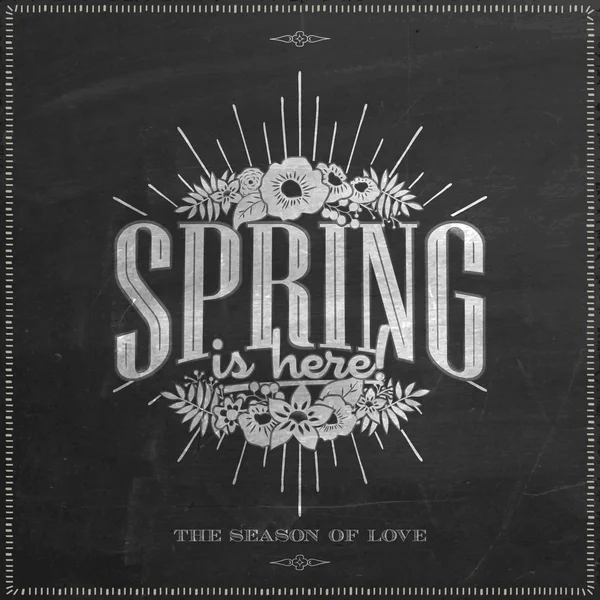 Beau fond de printemps typographique sur tableau — Image vectorielle