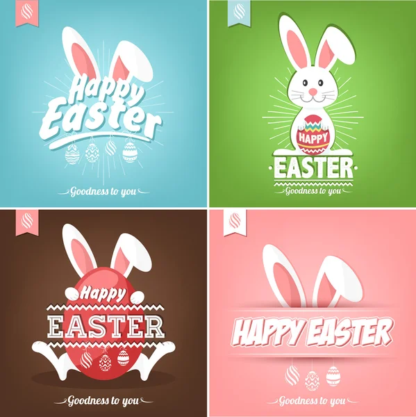 Set Of Happy Easter Cards Illustration — Stock Vector