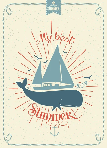 Mi mejor fondo vintage de verano — Vector de stock