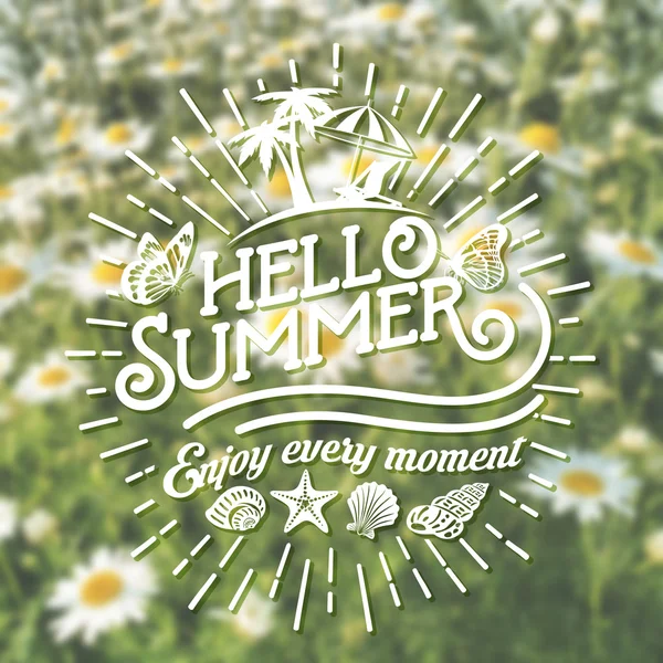 Hello Summer Background With Flowers — Stock Vector