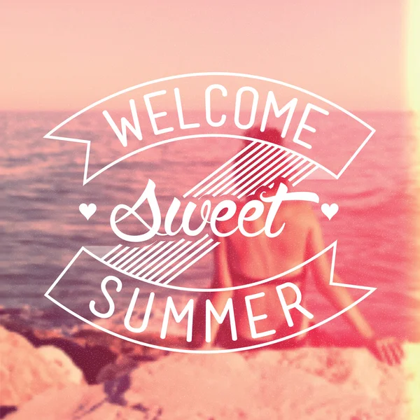 Welcome Sweet Summer Vintage Background — Stock Vector