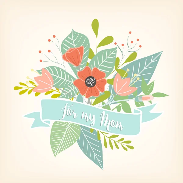 Fête des Mères Salutations florales — Image vectorielle