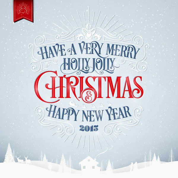 Have A Very Merry Holly Jolly Christmas And Happy New Year Card — Stock Vector