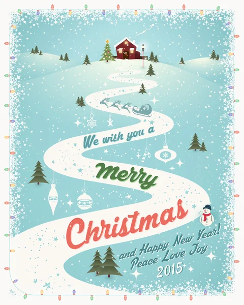 Christmas And New Year Typographical Poster — Stock Vector