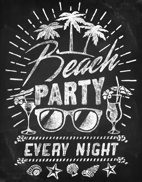 Affiche Summer Beach Party sur tableau noir — Image vectorielle