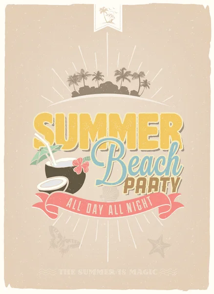 Retro lata beach party plakat — Wektor stockowy