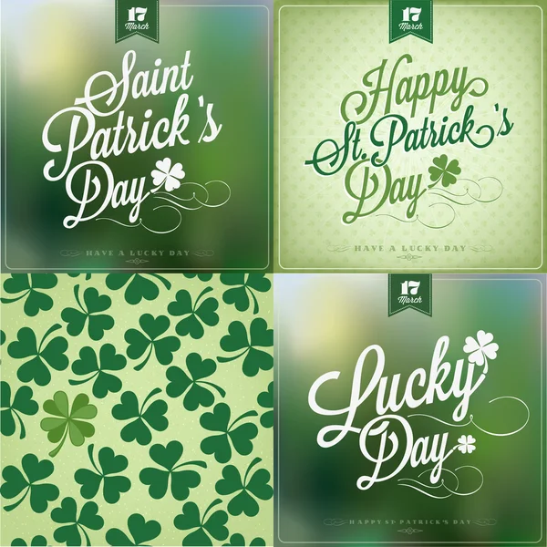 Saint Patrick's Day typograficzne tło zestaw — Wektor stockowy