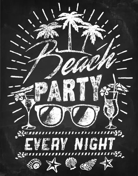 Summer Beach Party Poster op schoolbord — Stockvector