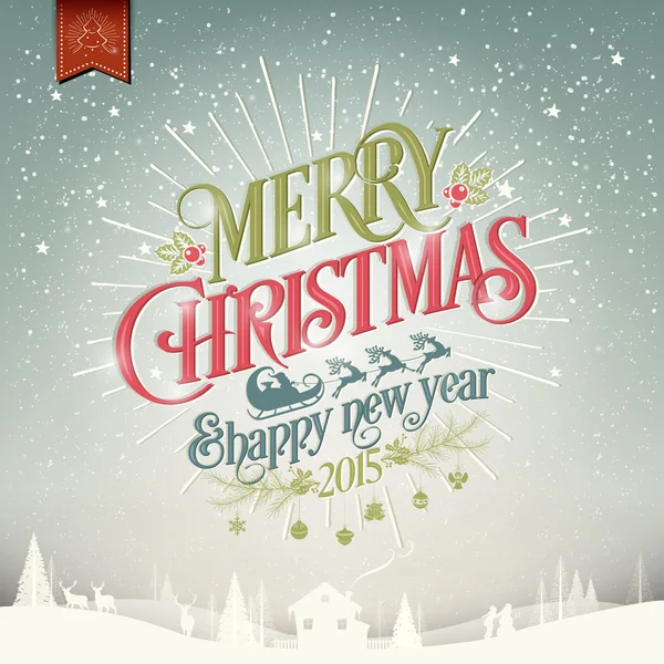 Merry Christmas And Happy New Year Greeting Card — Stock Vector