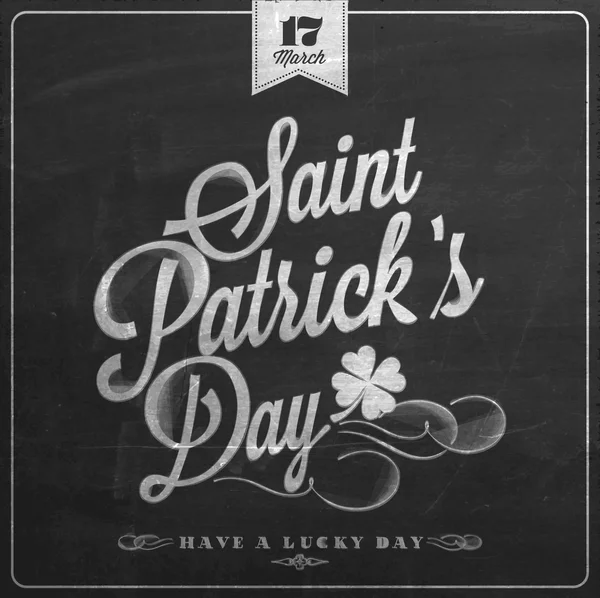 Saint Patrick de dag typografische achtergrond op schoolbord — Stockvector