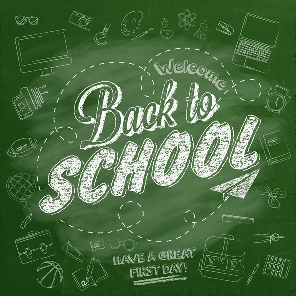 Welcome Back To School Typographical Background — Stock Vector