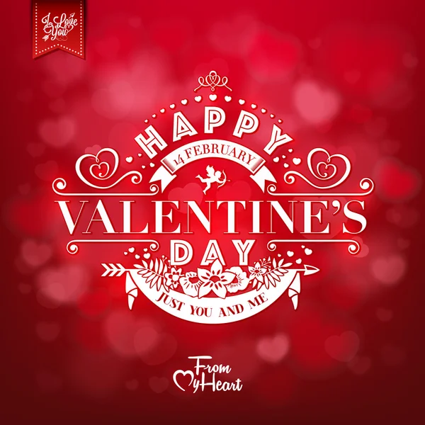 Gelukkige Valentijnskaart met hartjes — Stockvector