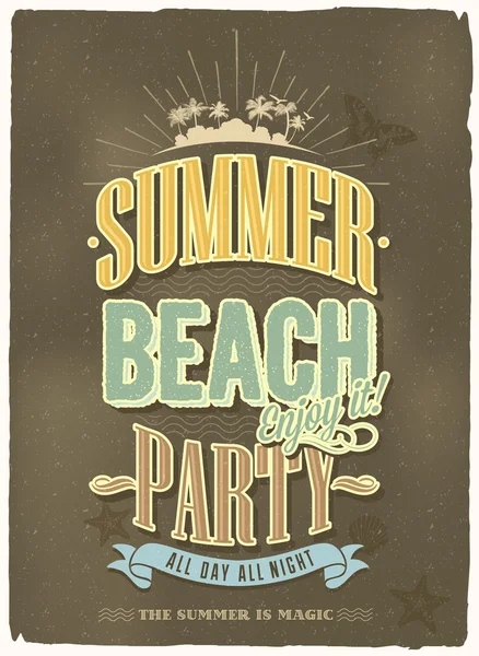 Retro zomer strand partij poster — Stockvector