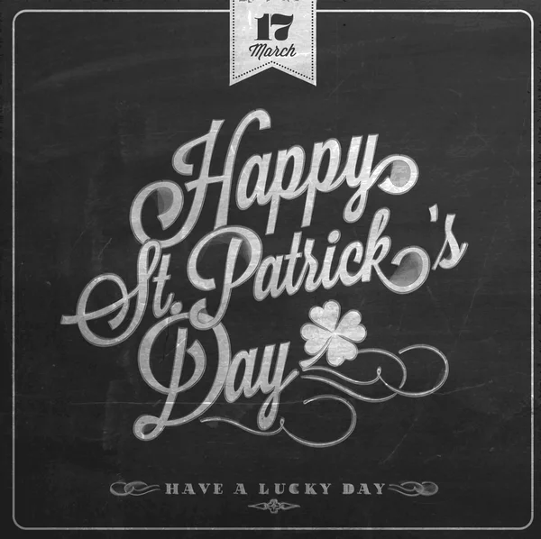 Saint Patrick's Day Typographical Background On Chalkboard — Stock Vector