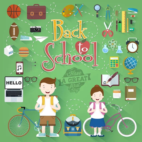 Back To School Background With Icon Set — Stock Vector