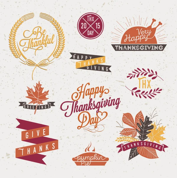 Vintage Thanksgiving Set med typografi — Stock vektor