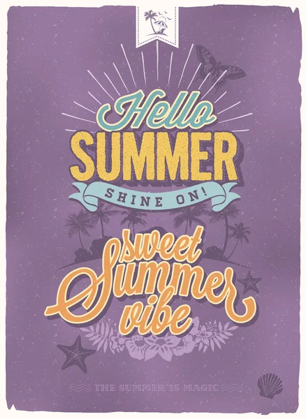 Retro Witaj lato plakat — Wektor stockowy