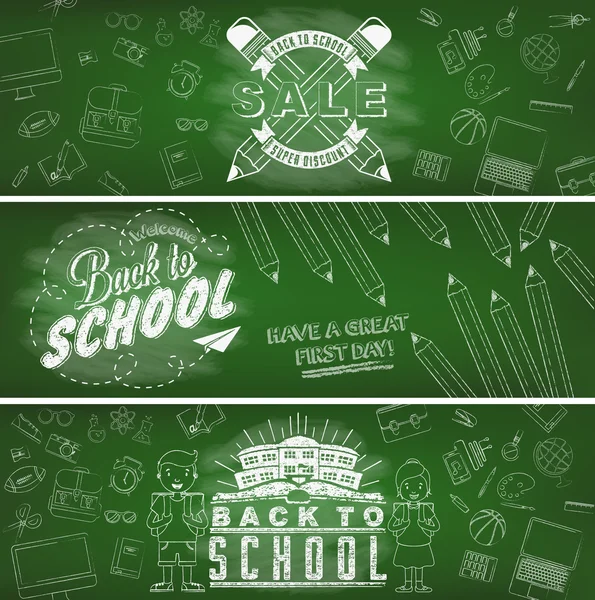 Education and back to school banner set — Stock Vector