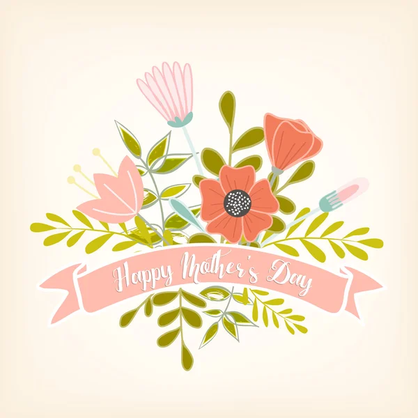 Fête des Mères Salutations florales — Image vectorielle