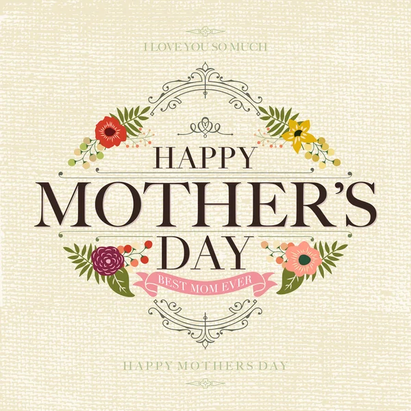 Vintage Happy Mothers's Day Typographical Background — Stock Vector