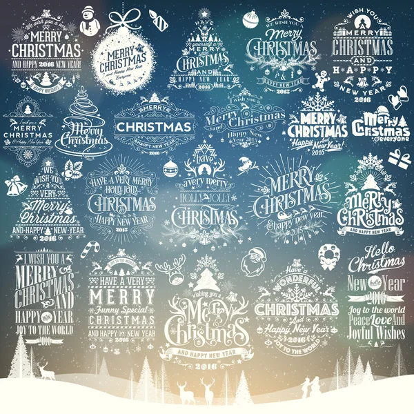 Σύνολο διακοσμήσεων Χριστουγέννων και Πρωτοχρονιάς — Διανυσματικό Αρχείο