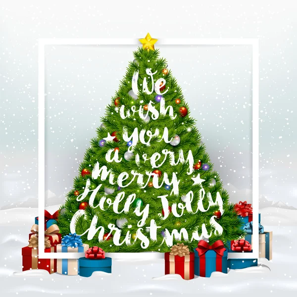 Mi kívánság ön egy igazi boldog Holly vidám karácsonyi tipográfiai háttér — Stock Vector