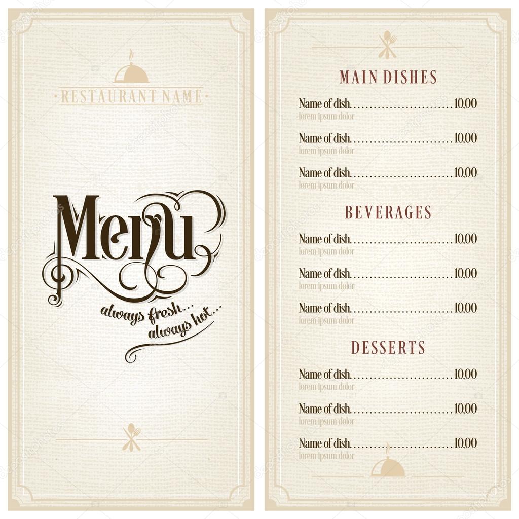 Restaurant or cafe menu design template