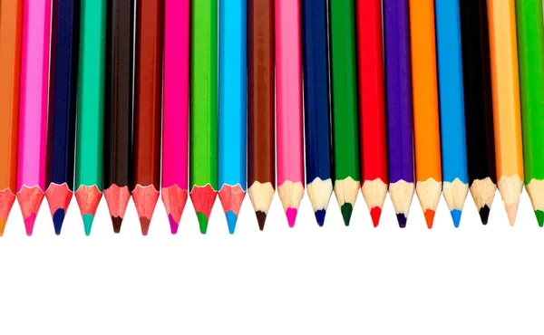Många färgade pennor — Stockfoto