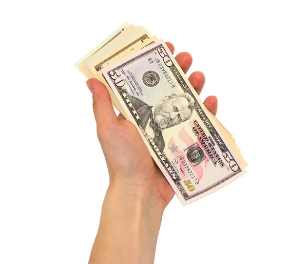 Dollars in hand — Stock Photo, Image