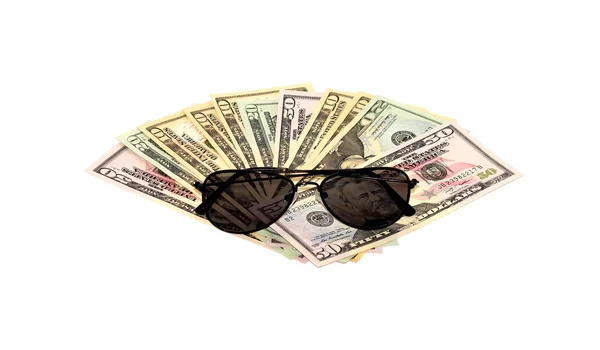 Dollars and sunglasses — Stock Photo, Image