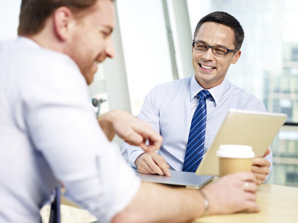 business men having a pleasant conversation
