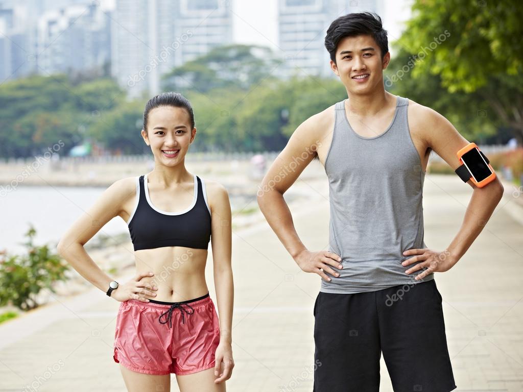 Outdoor couple asian uniform