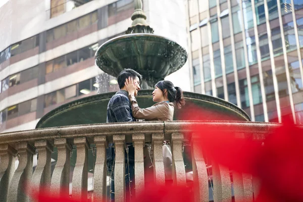 Outdoor Portrait Happy Loving Asian Couple — Stock Photo, Image