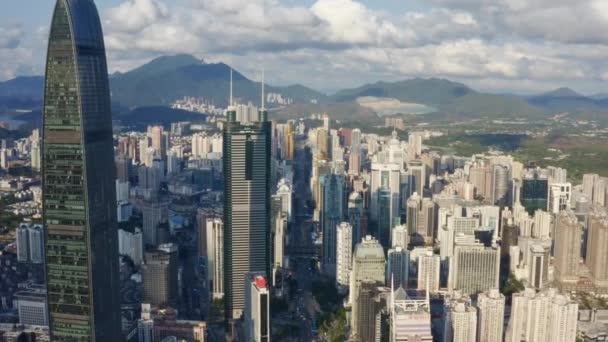 Çin Şehri Shenzhen Dramatik Bulutlu Insansız Hava Aracı Görüntüleri — Stok video